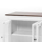 NovaSolo Halifax Accent 64" Classic White & Brown Mahogany Buffet With 4 Glass Doors