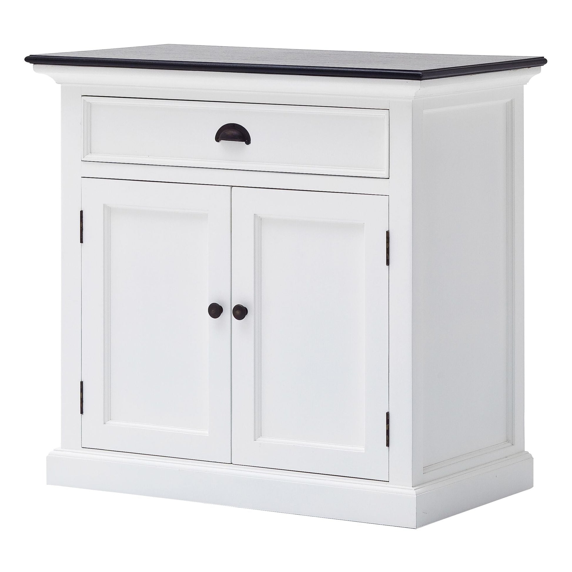 NovaSolo Halifax Contrast 35" Classic White & Black Mahogany Buffet With 2 Doors & 1 Drawer