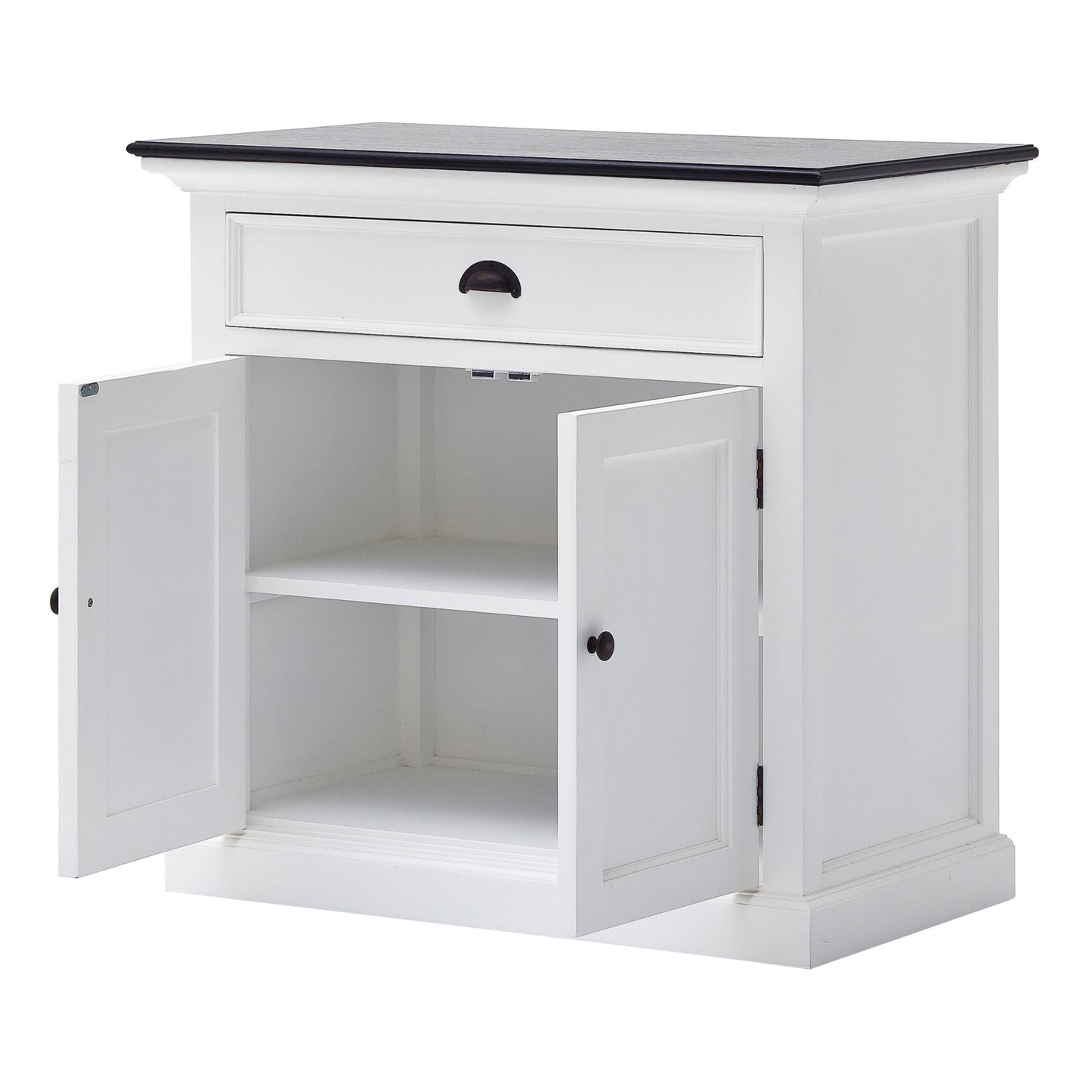 NovaSolo Halifax Contrast 35" Classic White & Black Mahogany Buffet With 2 Doors & 1 Drawer