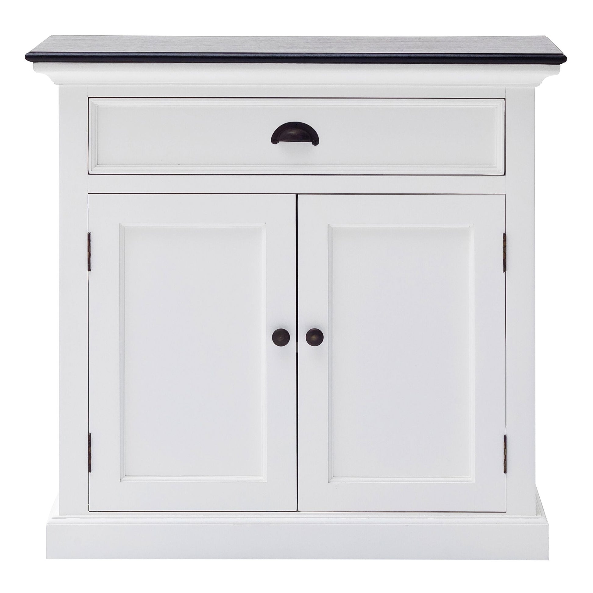 NovaSolo Halifax Contrast 35" Classic White & Black Mahogany Buffet With 2 Doors & 1 Drawer