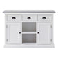 NovaSolo Halifax Contrast 49" White & Black Mahogany Buffet With 3 Drawers & 2 Rattan Baskets