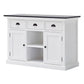 NovaSolo Halifax Contrast 49" White & Black Mahogany Buffet With 3 Drawers & 2 Rattan Baskets