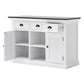 NovaSolo Halifax Contrast 49" White & Black Mahogany Buffet With 3 Drawers & 2 Rattan Baskets