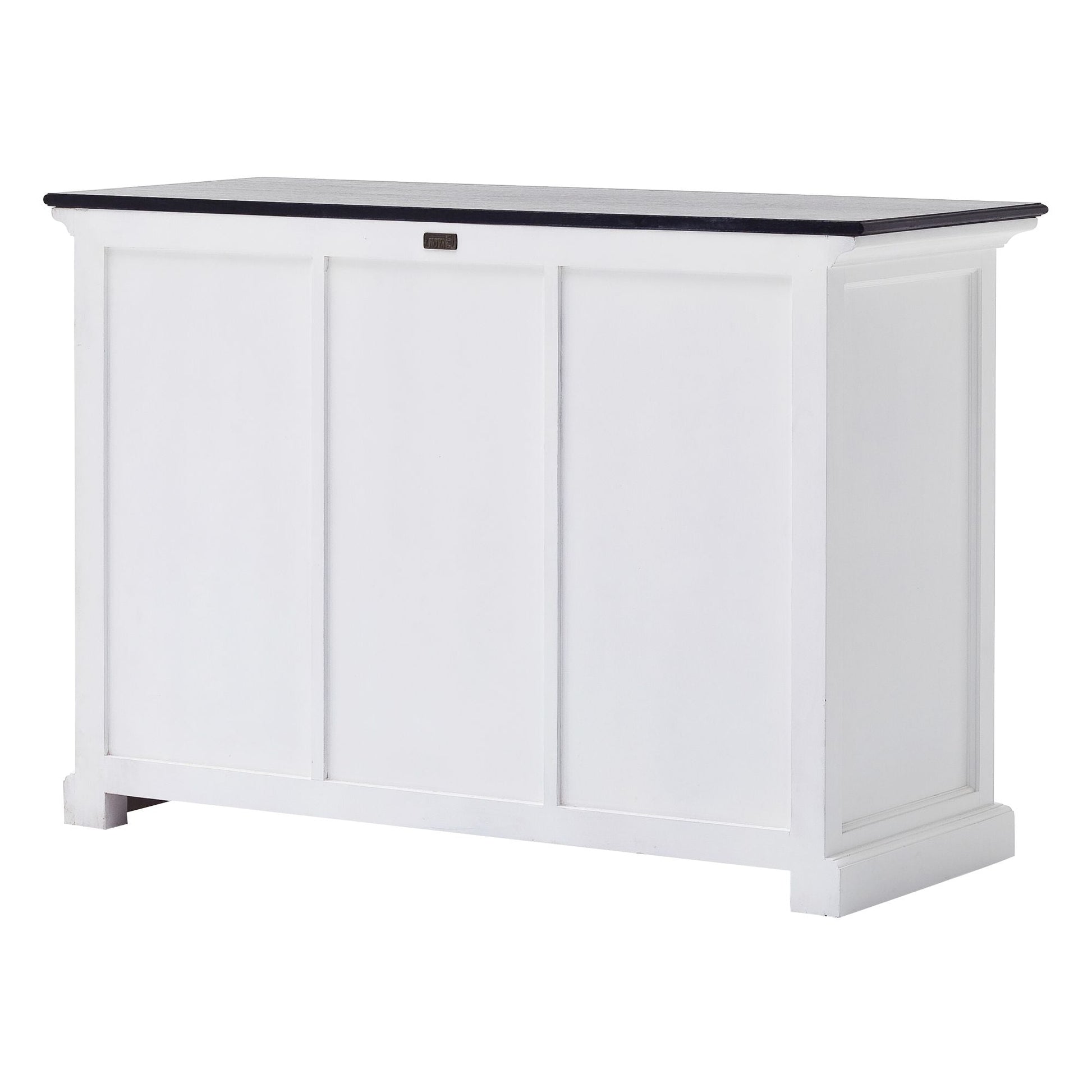 NovaSolo Halifax Contrast 49" White & Black Mahogany Buffet With 3 Drawers & 2 Rattan Baskets