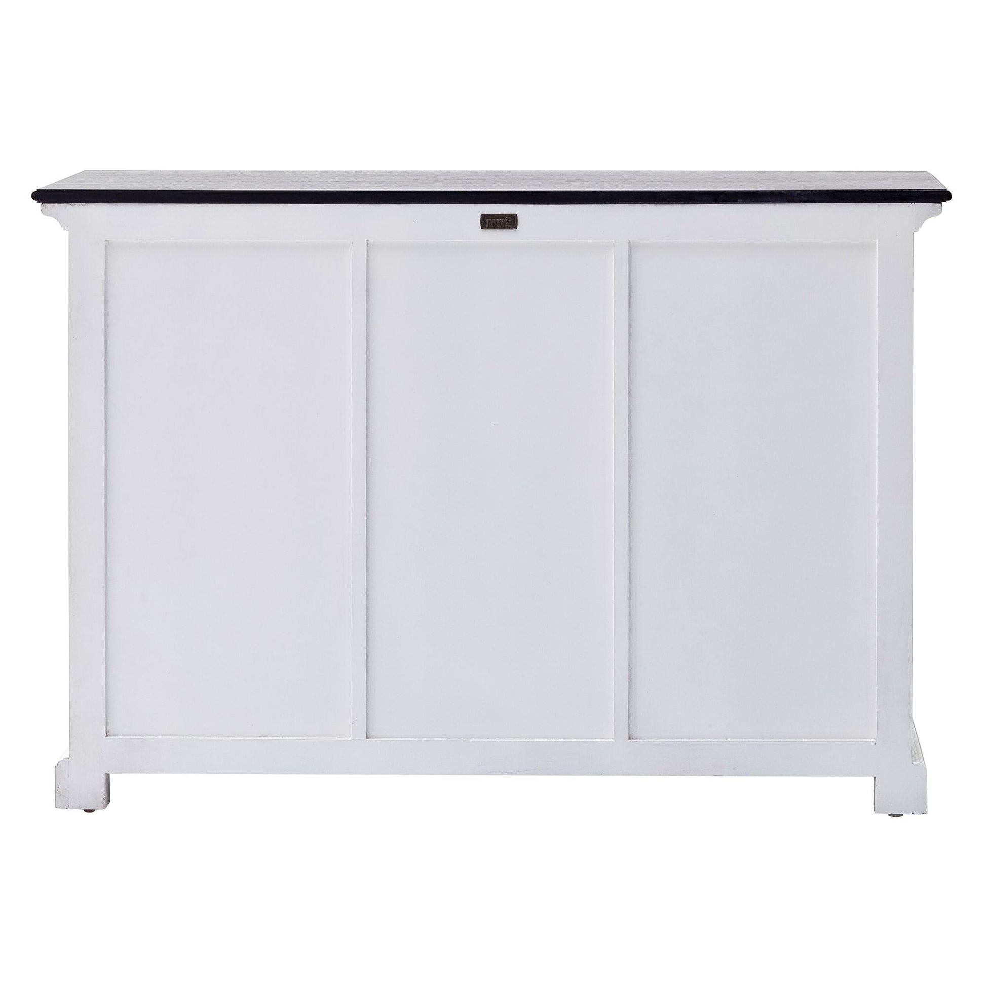 NovaSolo Halifax Contrast 49" White & Black Mahogany Buffet With 3 Drawers & 2 Rattan Baskets