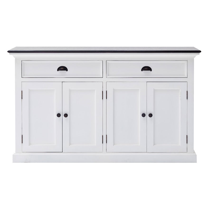 NovaSolo Halifax Contrast 57" Classic White & Black Buffet With 4 Doors and 2 Drawers