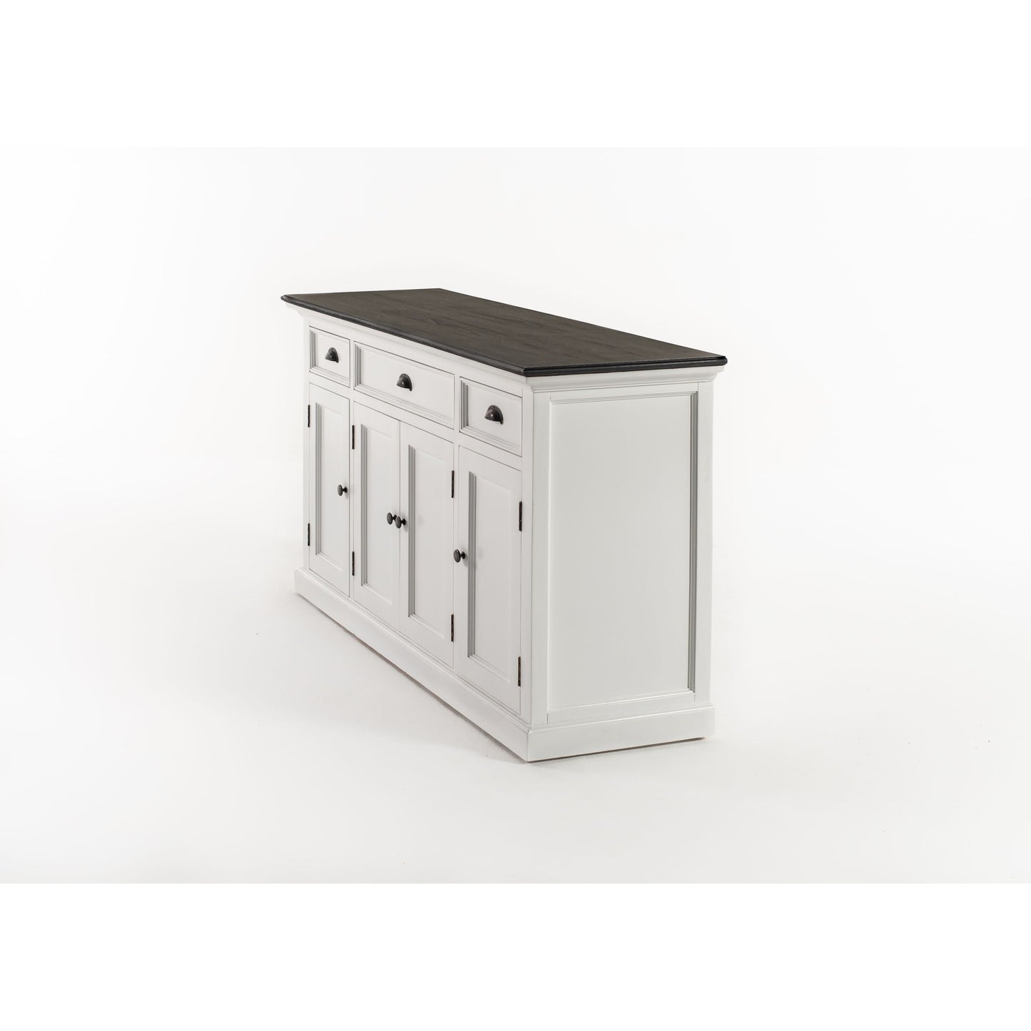 NovaSolo Halifax Contrast 57" Classic White & Black Mahogany Buffet With 4 Doors & 3 Drawers