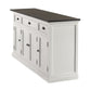 NovaSolo Halifax Contrast 57" Classic White & Black Mahogany Buffet With 4 Doors & 3 Drawers