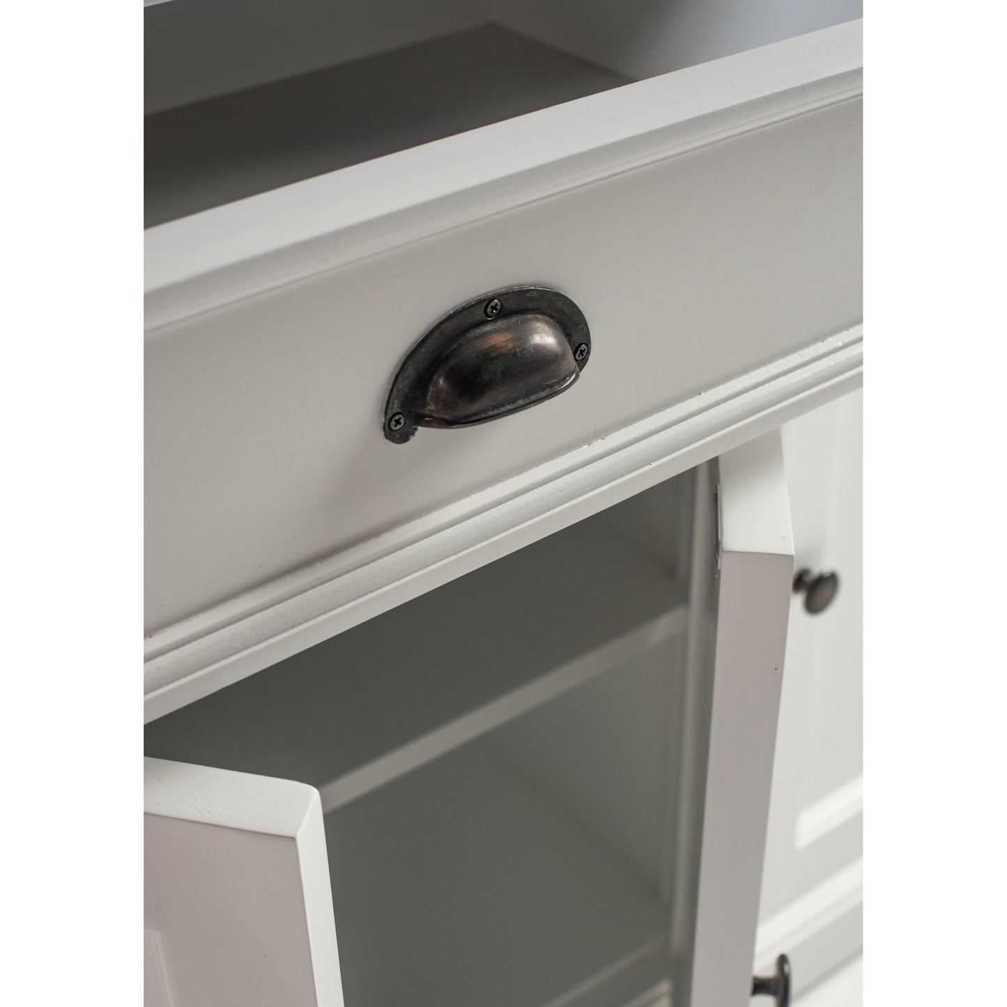 NovaSolo Halifax Contrast 57" Classic White & Black Mahogany Buffet With 4 Doors & 3 Drawers