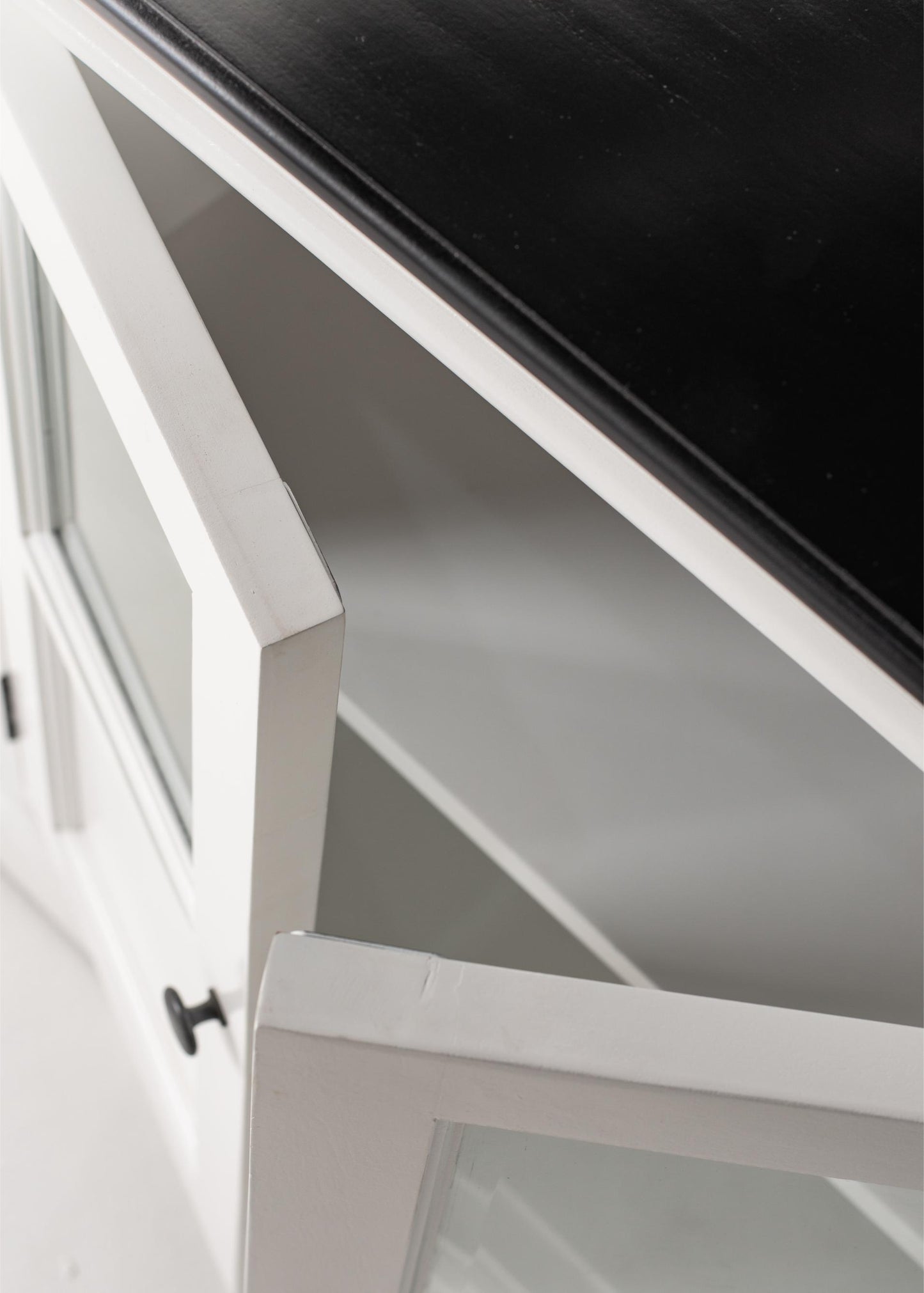 NovaSolo Halifax Contrast 57" Classic White & Black Mahogany Buffet With 4 Glass Doors