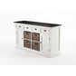 NovaSolo Halifax Contrast 63" Classic White & Black Mahogany Buffet With 4 Drawers & 4 Rattan Baskets