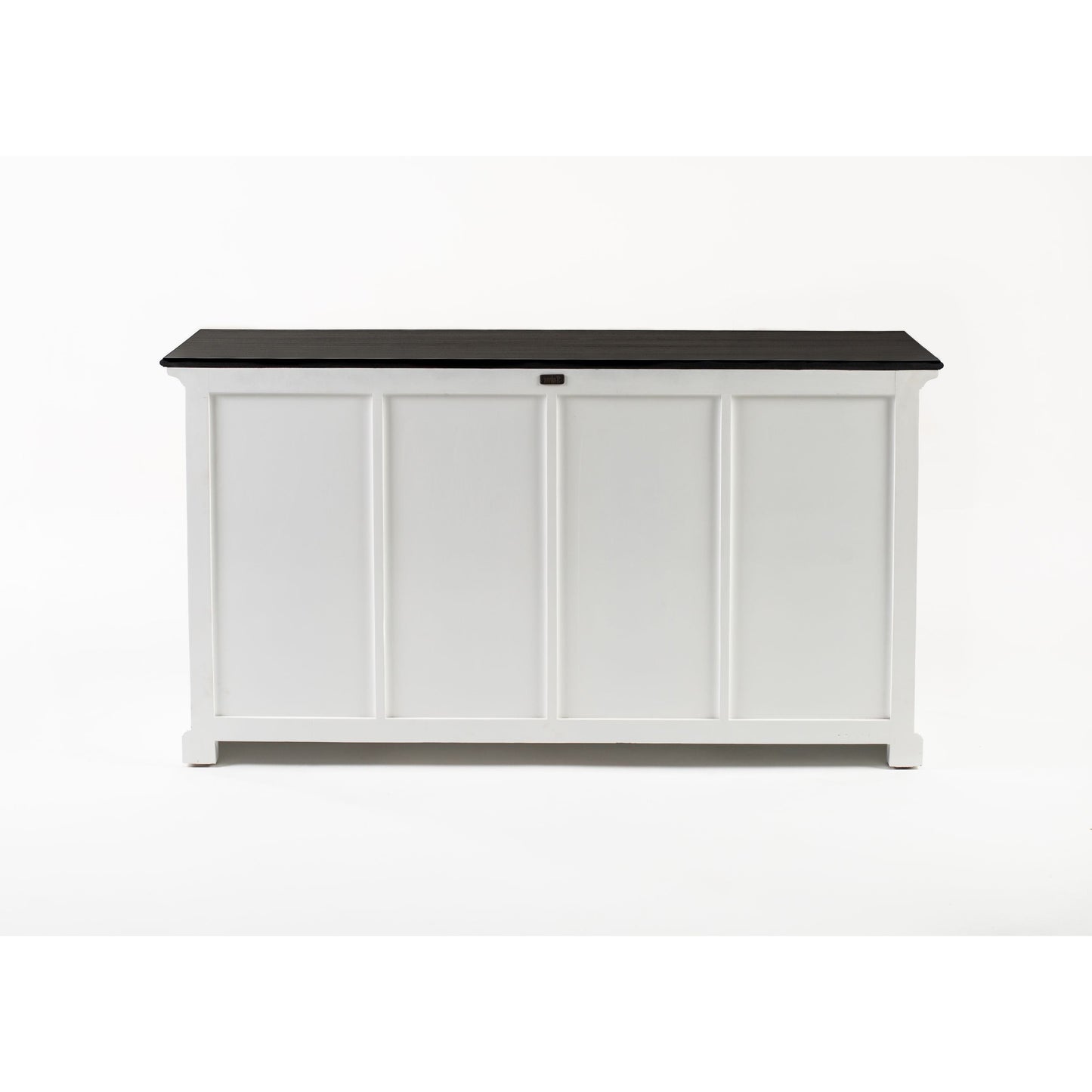 NovaSolo Halifax Contrast 63" Classic White & Black Mahogany Buffet With 4 Drawers & 4 Rattan Baskets