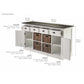 NovaSolo Halifax Contrast 63" Classic White & Black Mahogany Buffet With 4 Drawers & 4 Rattan Baskets