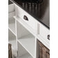 NovaSolo Halifax Contrast 63" Classic White & Black Mahogany Buffet With 4 Drawers & 4 Rattan Baskets