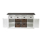 NovaSolo Halifax Contrast 63" Classic White & Black Mahogany Buffet With 4 Drawers & 4 Rattan Baskets