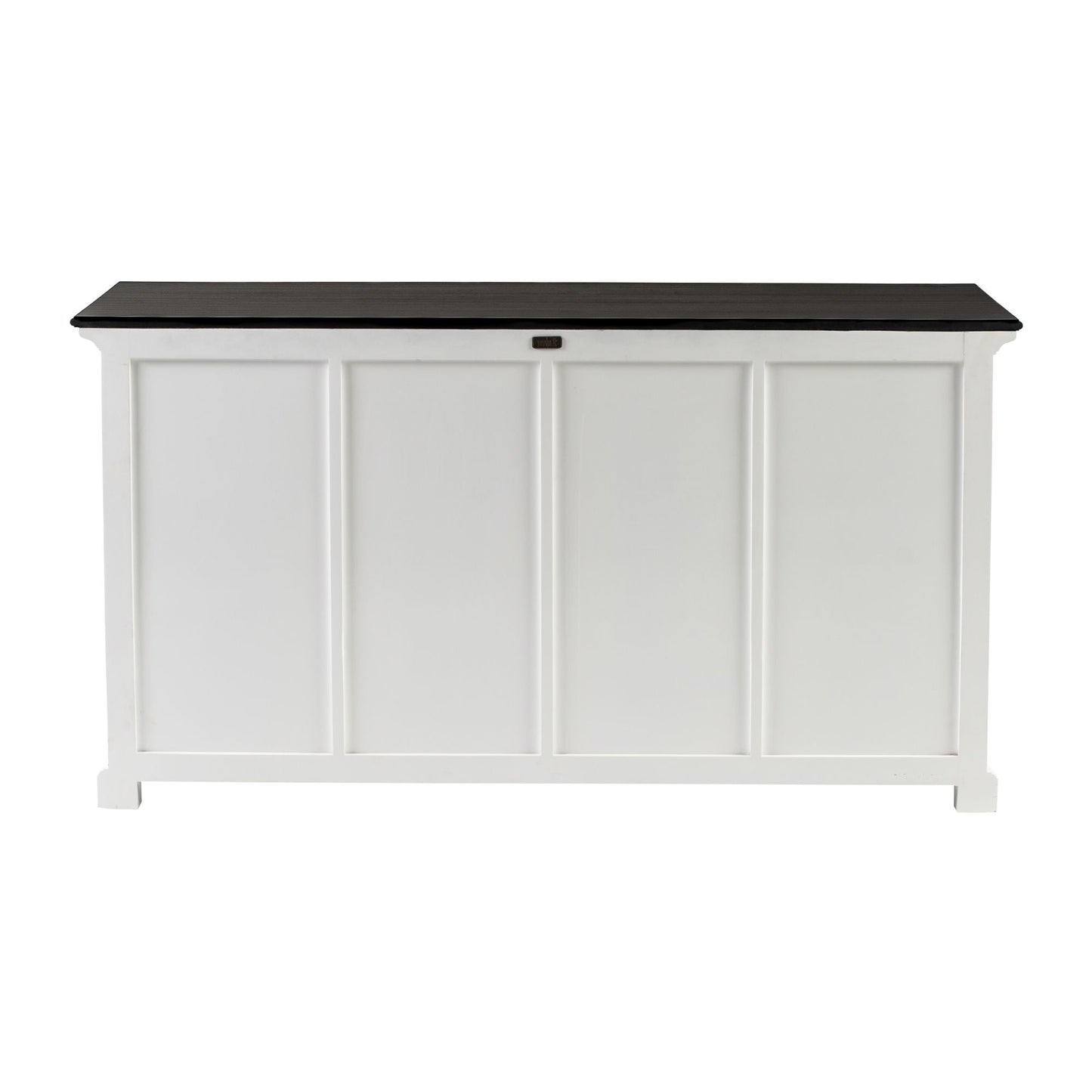 NovaSolo Halifax Contrast 63" Classic White & Black Mahogany Buffet With 4 Drawers & 4 Rattan Baskets