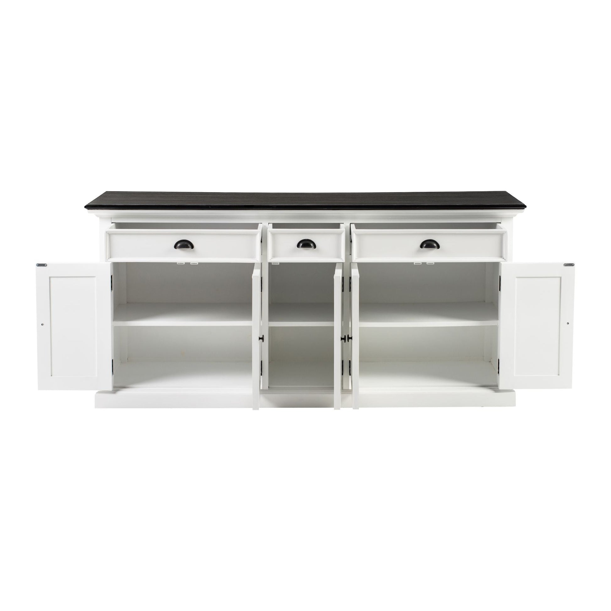 NovaSolo Halifax Contrast 71" Classic White & Black Mahogany Buffet With 5 Doors & 3 Drawers