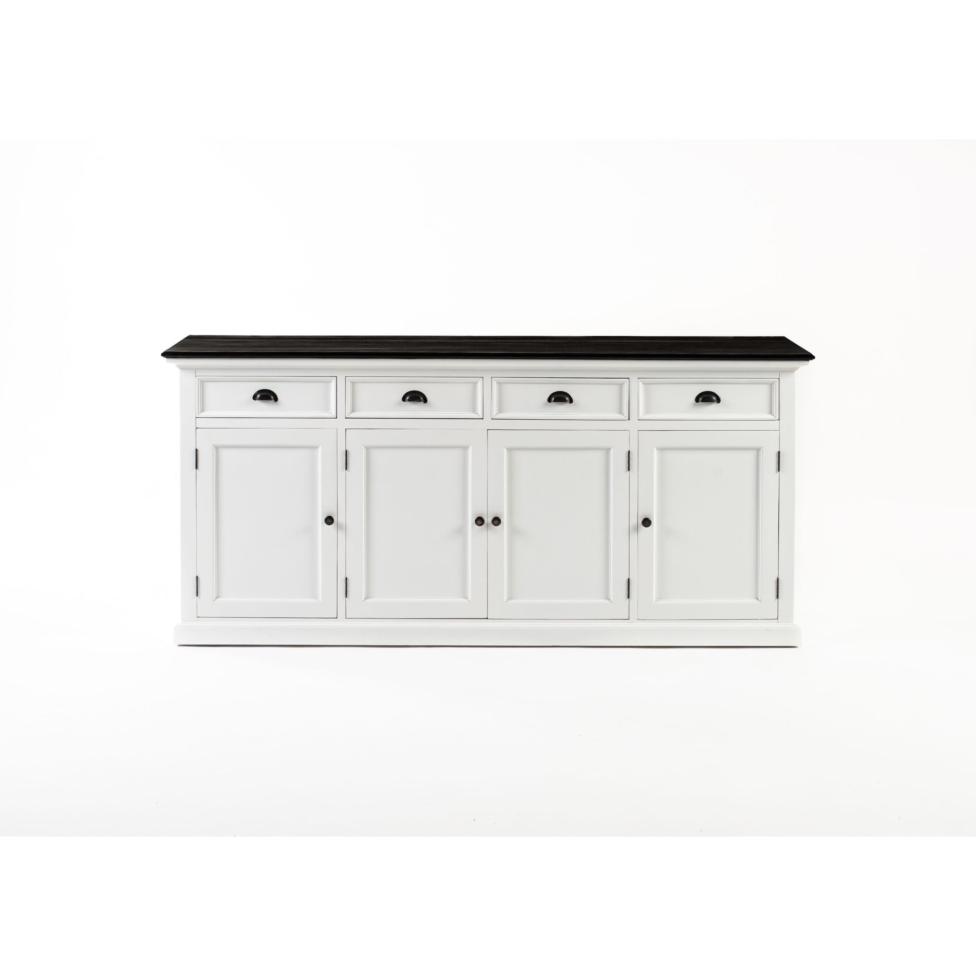 NovaSolo Halifax Contrast 79" Classic White & Black Mahogany Buffet With 4 Doors & 4 Drawers