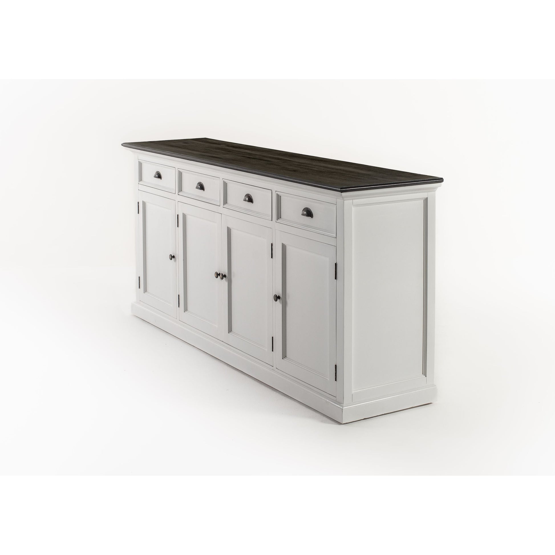 NovaSolo Halifax Contrast 79" Classic White & Black Mahogany Buffet With 4 Doors & 4 Drawers