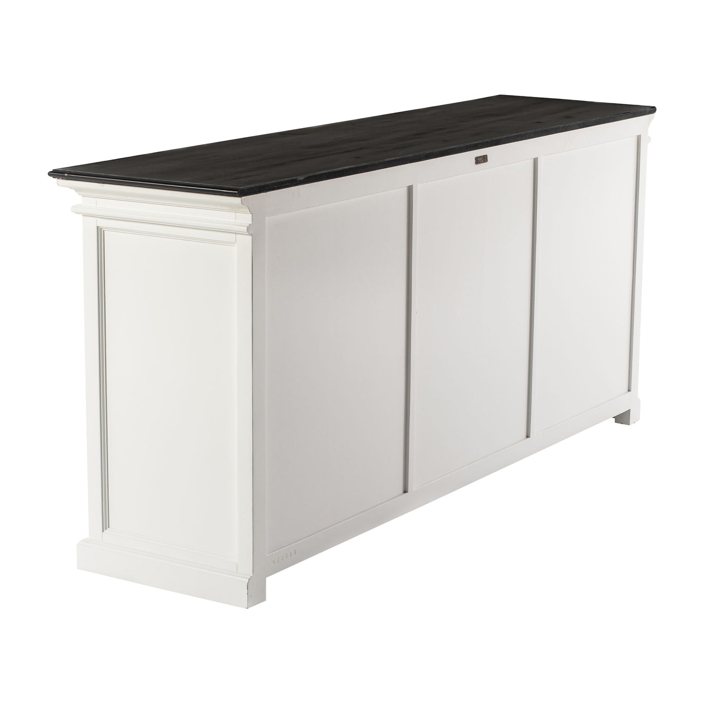 NovaSolo Halifax Contrast 79" Classic White & Black Mahogany Buffet With 6 Glass Doors