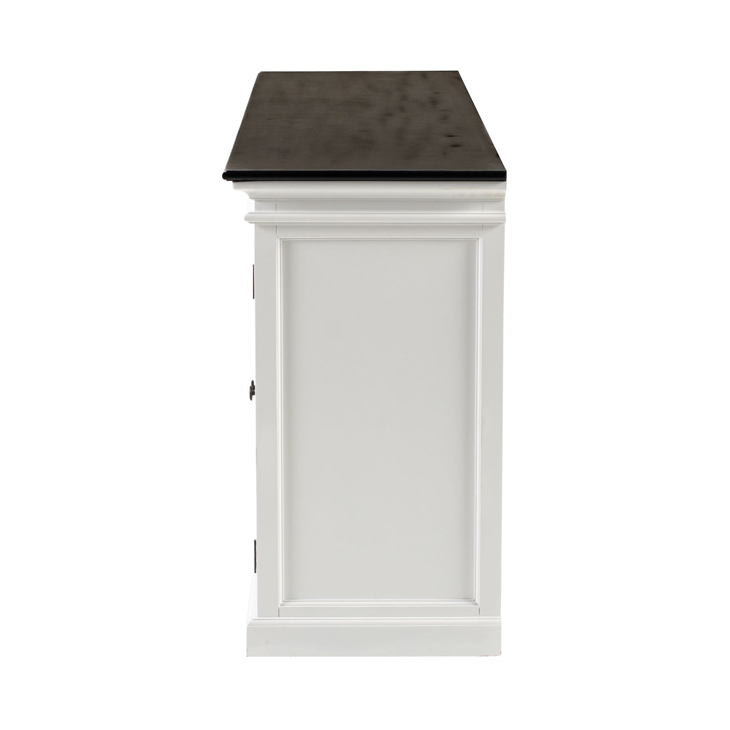 NovaSolo Halifax Contrast 79" Classic White & Black Mahogany Buffet With 6 Glass Doors