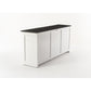 NovaSolo Halifax Contrast 79" Classic White & Black Mahogany Buffet With 6 Glass Doors