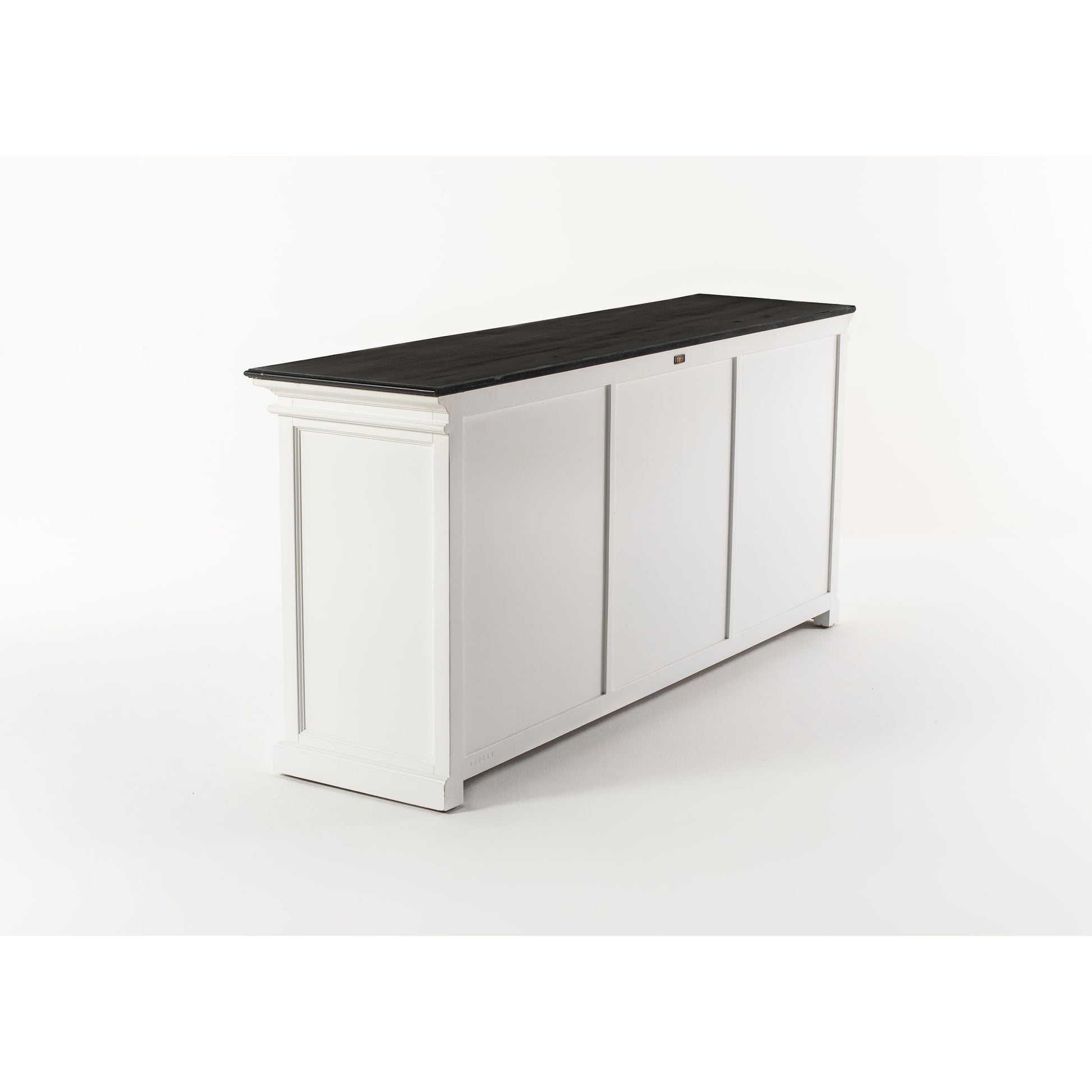 NovaSolo Halifax Contrast 79" Classic White & Black Mahogany Buffet With 6 Glass Doors