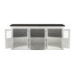 NovaSolo Halifax Contrast 79" Classic White & Black Mahogany Buffet With 6 Glass Doors