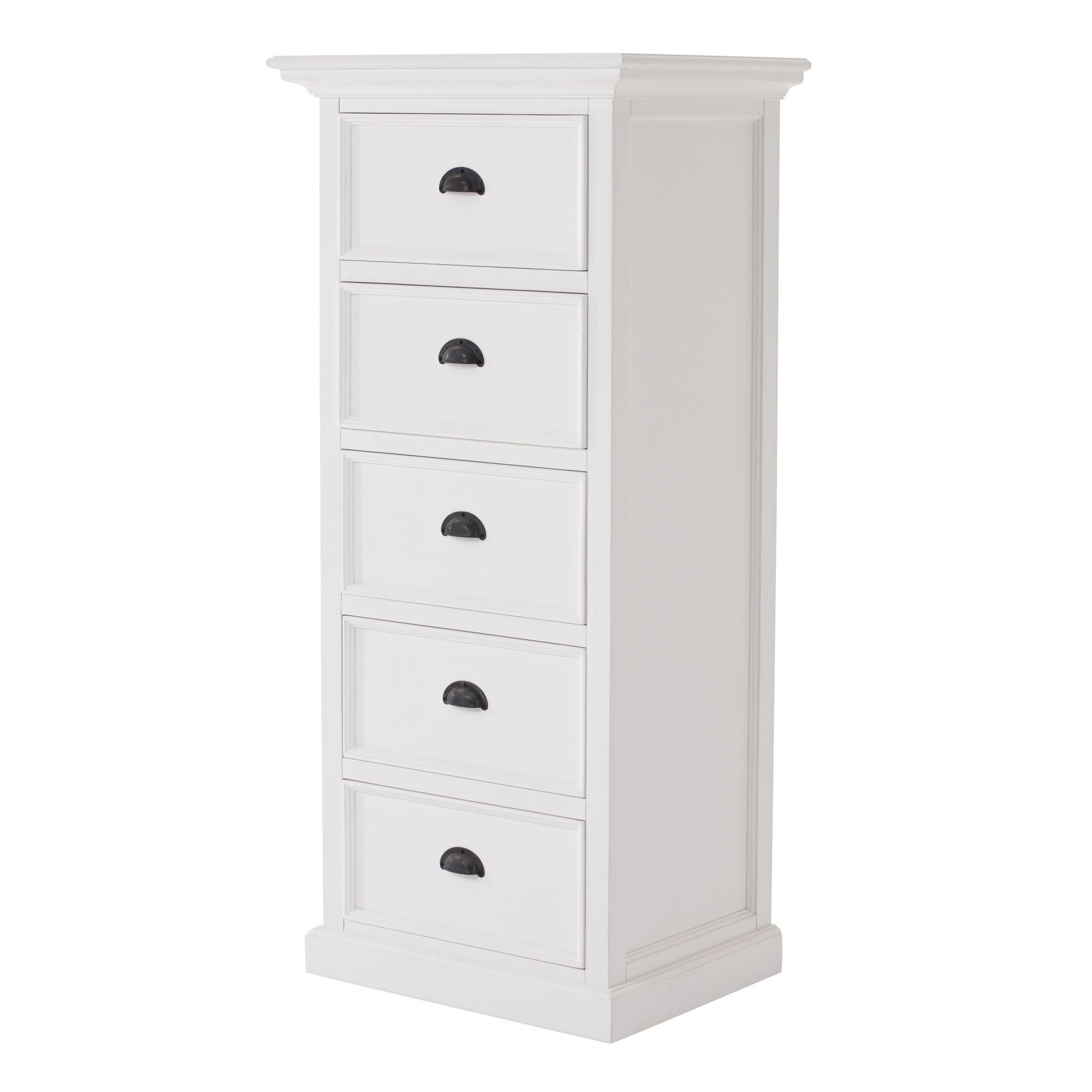 NovaSolo Halifax Grand 24" Classic White Mahogany Mini Storage Unit With 5 Drawers