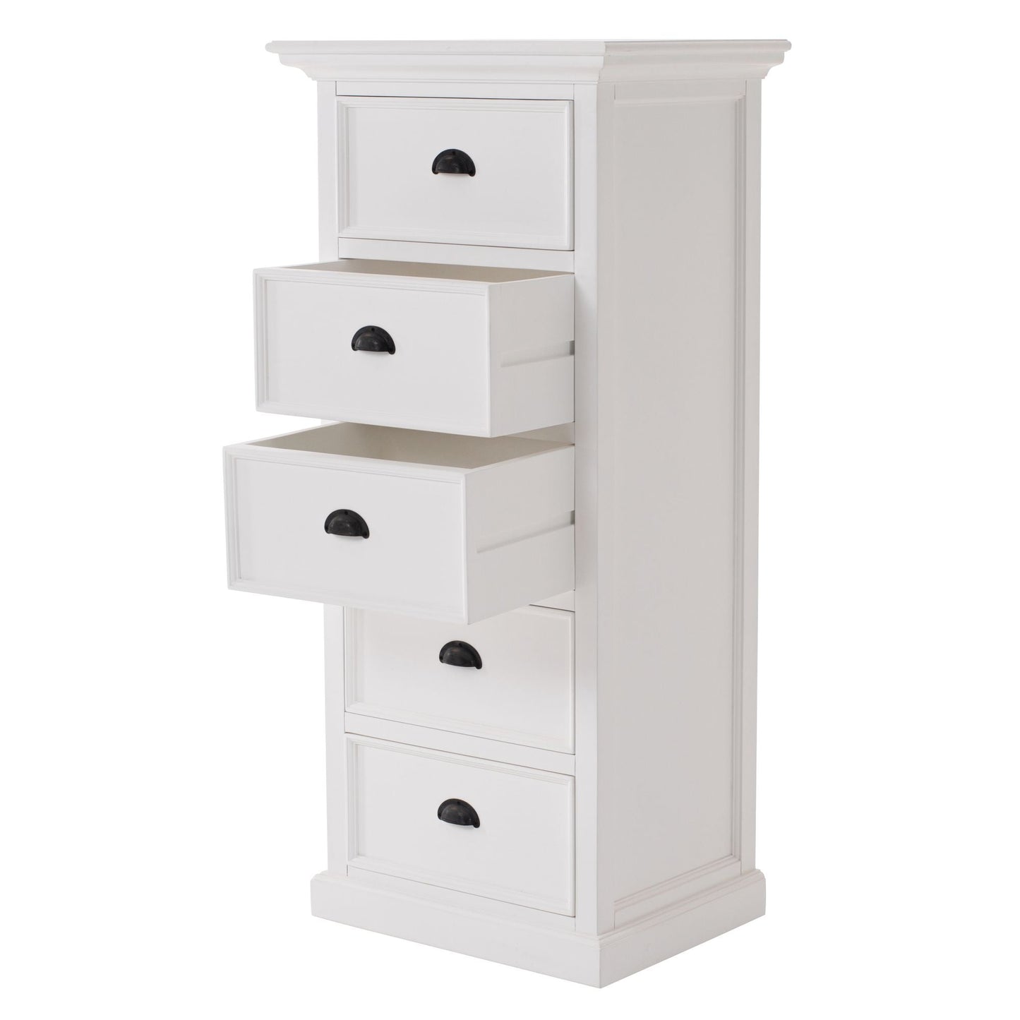 NovaSolo Halifax Grand 24" Classic White Mahogany Mini Storage Unit With 5 Drawers