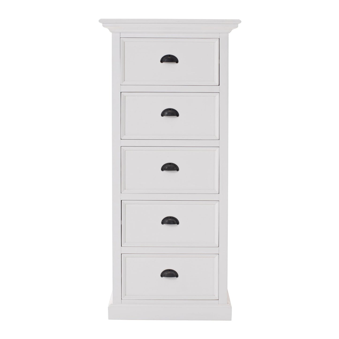 NovaSolo Halifax Grand 24" Classic White Mahogany Mini Storage Unit With 5 Drawers