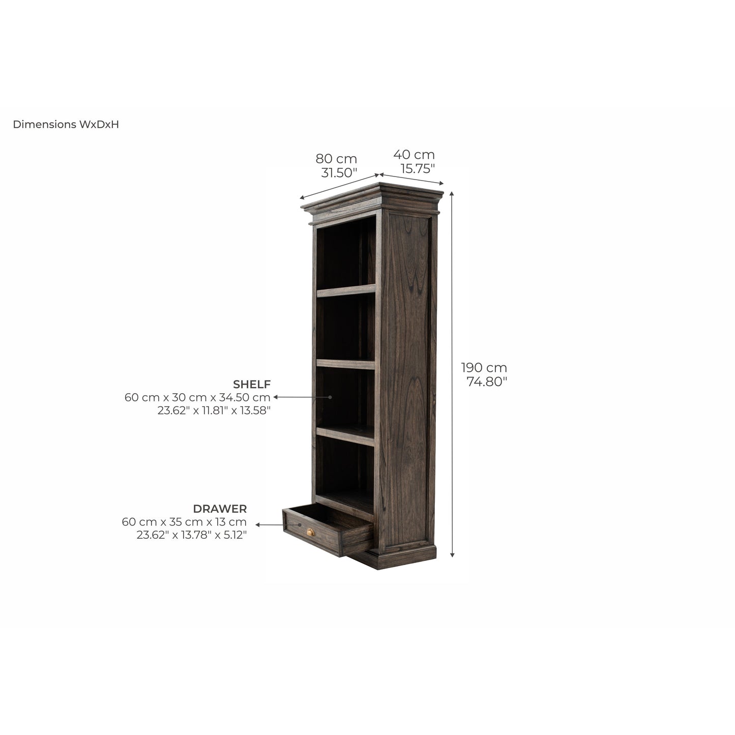 NovaSolo Halifax Mindi 32" Black Mindi Wood Display Cabinet With 4 Shelves & 1 Drawer