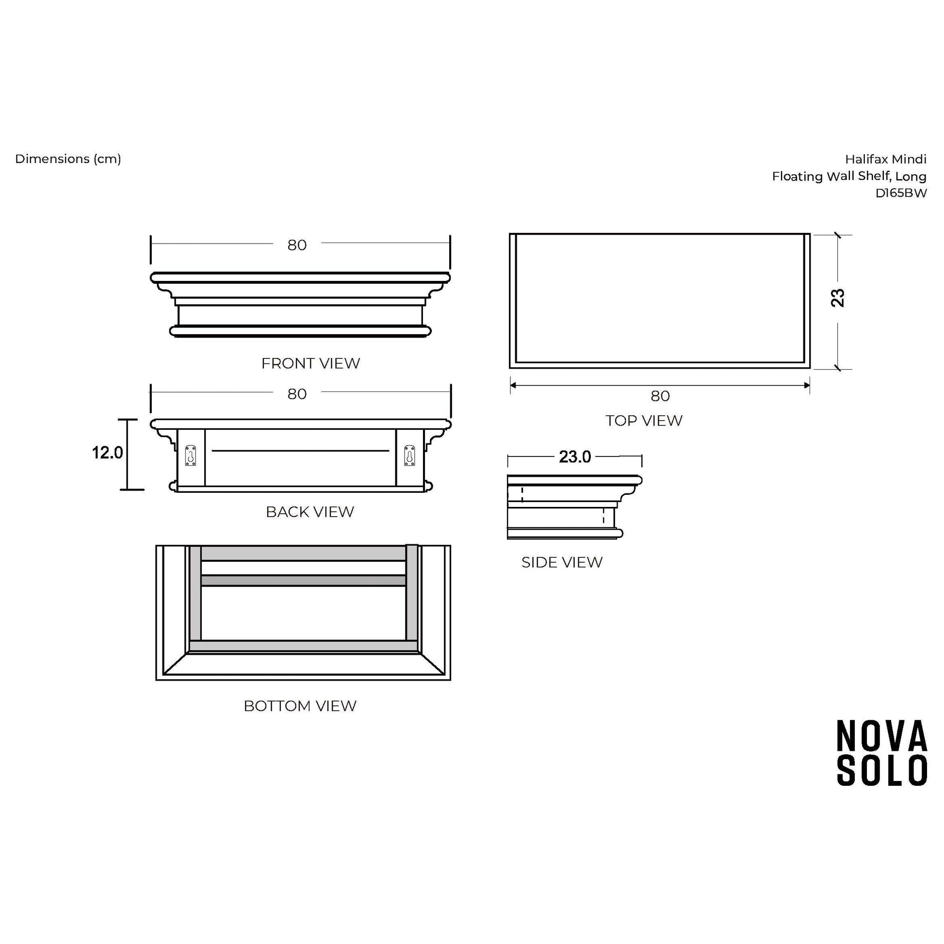 NovaSolo Halifax Mindi 32" Black Mindi Wood Floating Wall Shelf