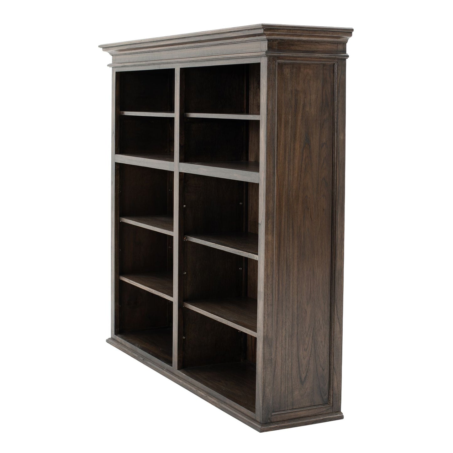 NovaSolo Halifax Mindi 35" Black Mindi Wood Double-Bay Hutch Cabinet With 4 Doors & 10 Shelves