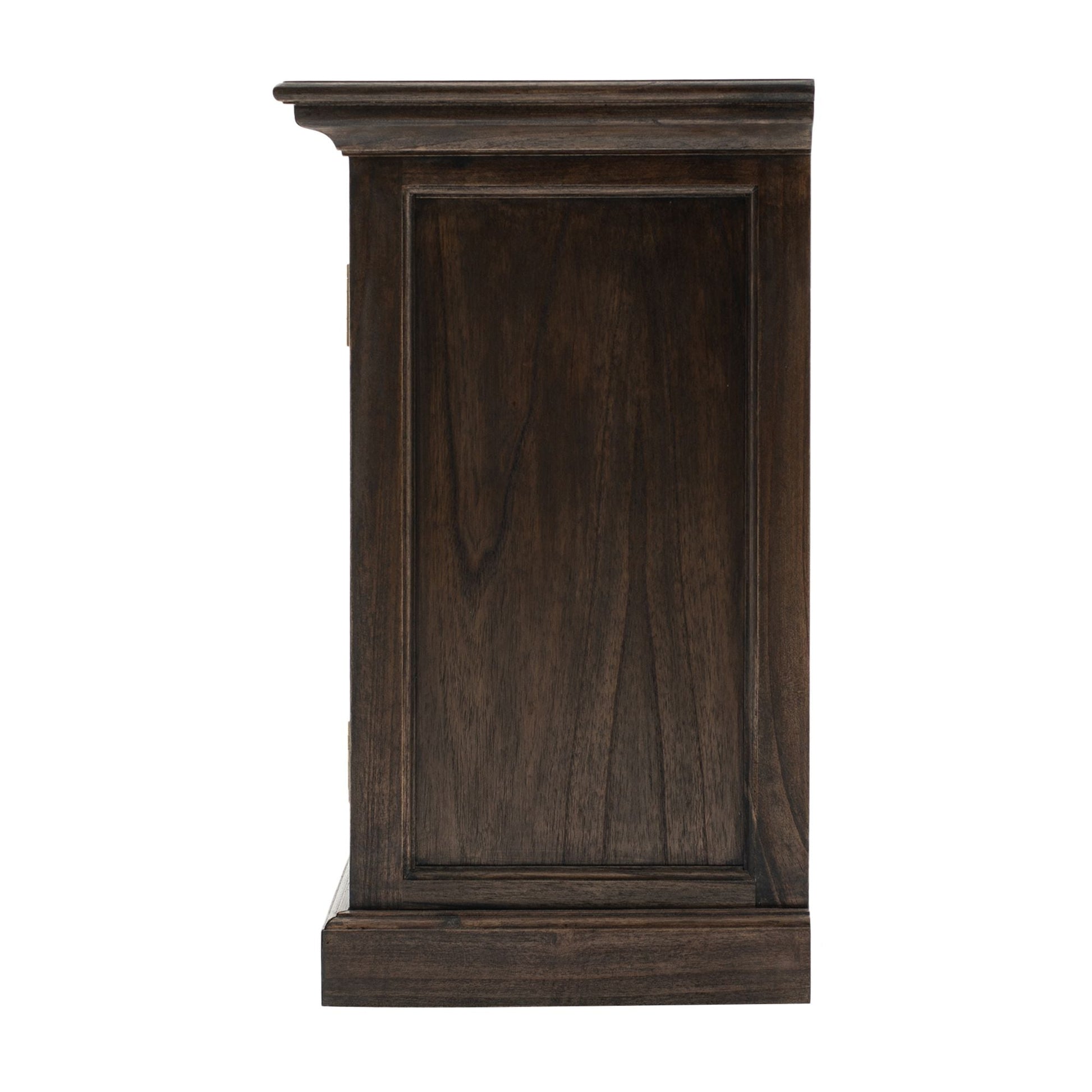 NovaSolo Halifax Mindi 35" Black Mindi Wood Double-Bay Hutch Cabinet With 4 Doors & 10 Shelves