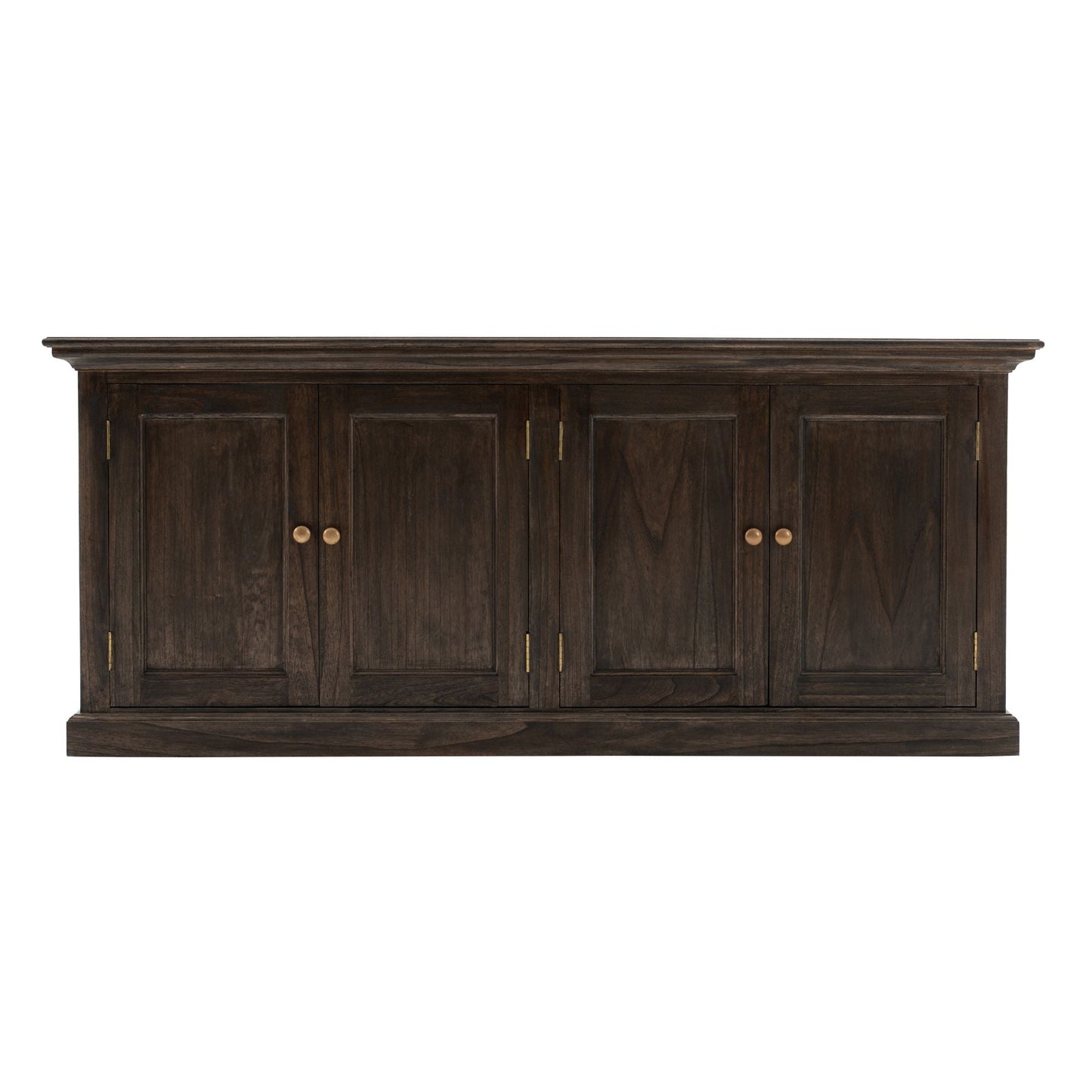 NovaSolo Halifax Mindi 35" Black Mindi Wood Double-Bay Hutch Cabinet With 4 Doors & 10 Shelves