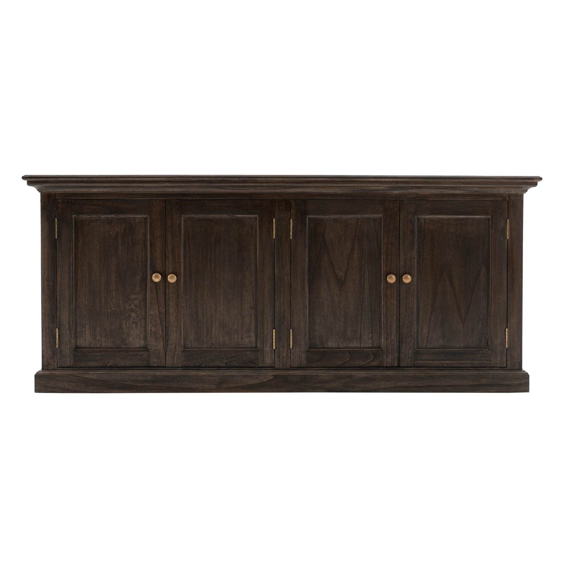 NovaSolo Halifax Mindi 35" Black Mindi Wood Double-Bay Hutch Cabinet With 4 Doors & 10 Shelves