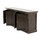 NovaSolo Halifax Mindi 35" Black Mindi Wood Double-Bay Hutch Cabinet With 4 Doors & 10 Shelves