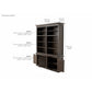 NovaSolo Halifax Mindi 35" Black Mindi Wood Double-Bay Hutch Cabinet With 4 Doors & 10 Shelves