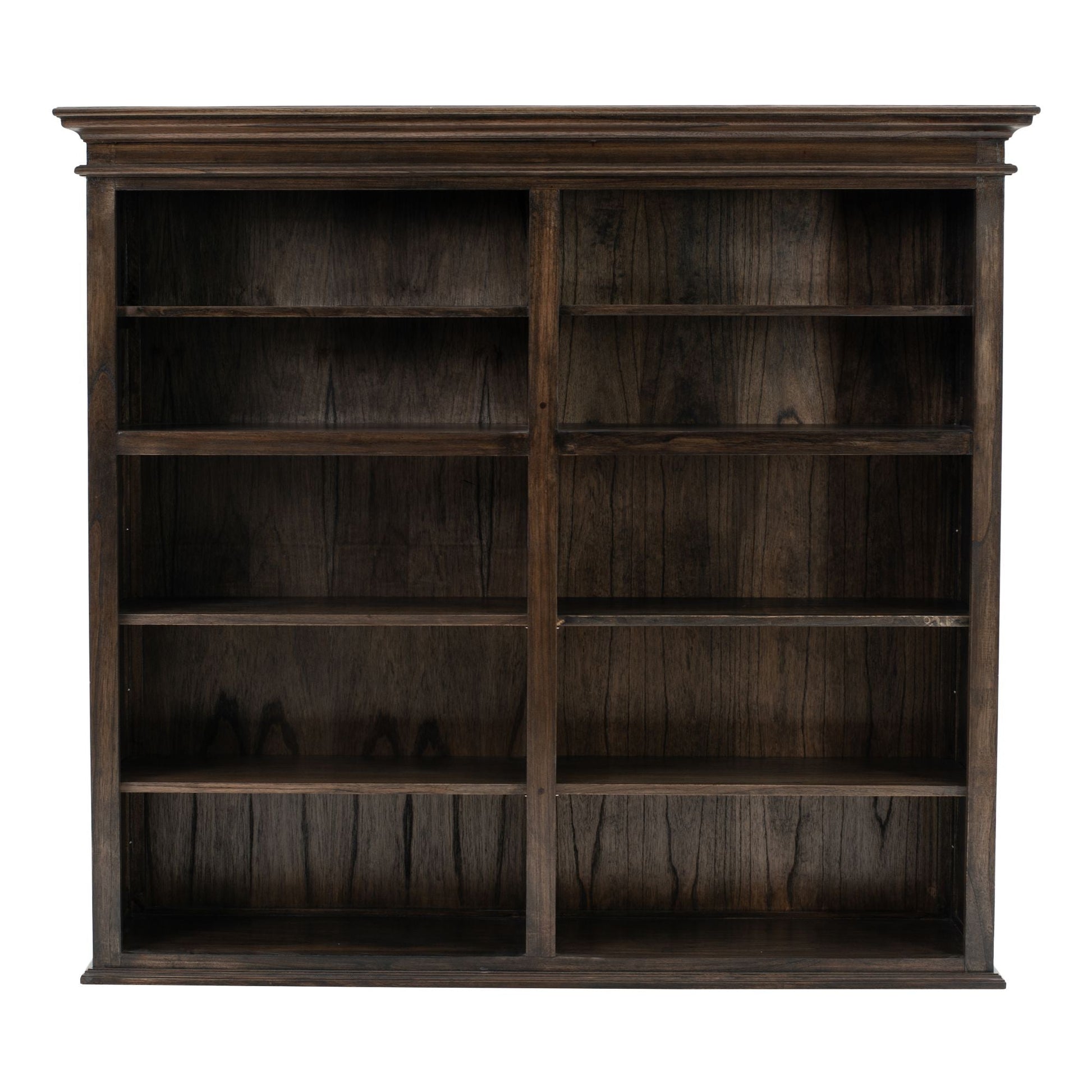 NovaSolo Halifax Mindi 35" Black Mindi Wood Double-Bay Hutch Cabinet With 4 Doors & 10 Shelves