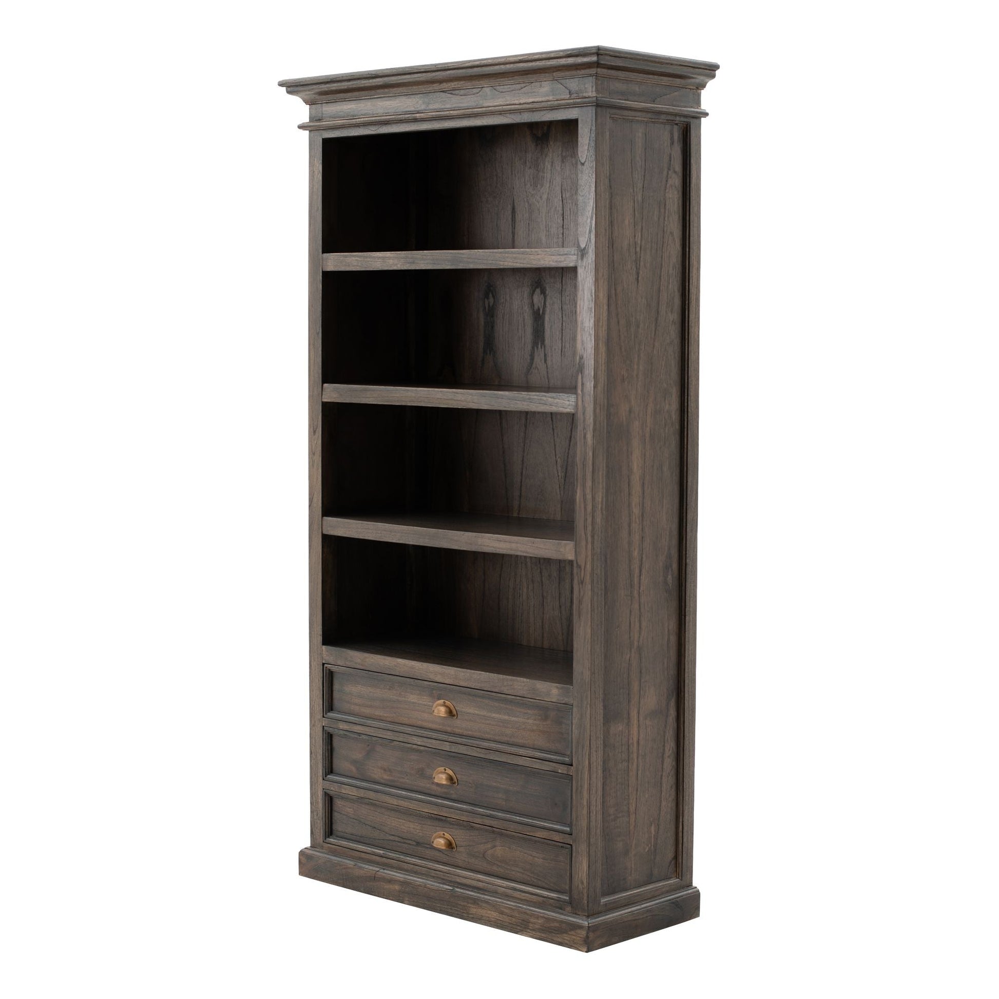 NovaSolo Halifax Mindi 39" Black Mindi Wood Book Cabinet With 3 Large Drawers