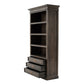 NovaSolo Halifax Mindi 39" Black Mindi Wood Book Cabinet With 3 Large Drawers