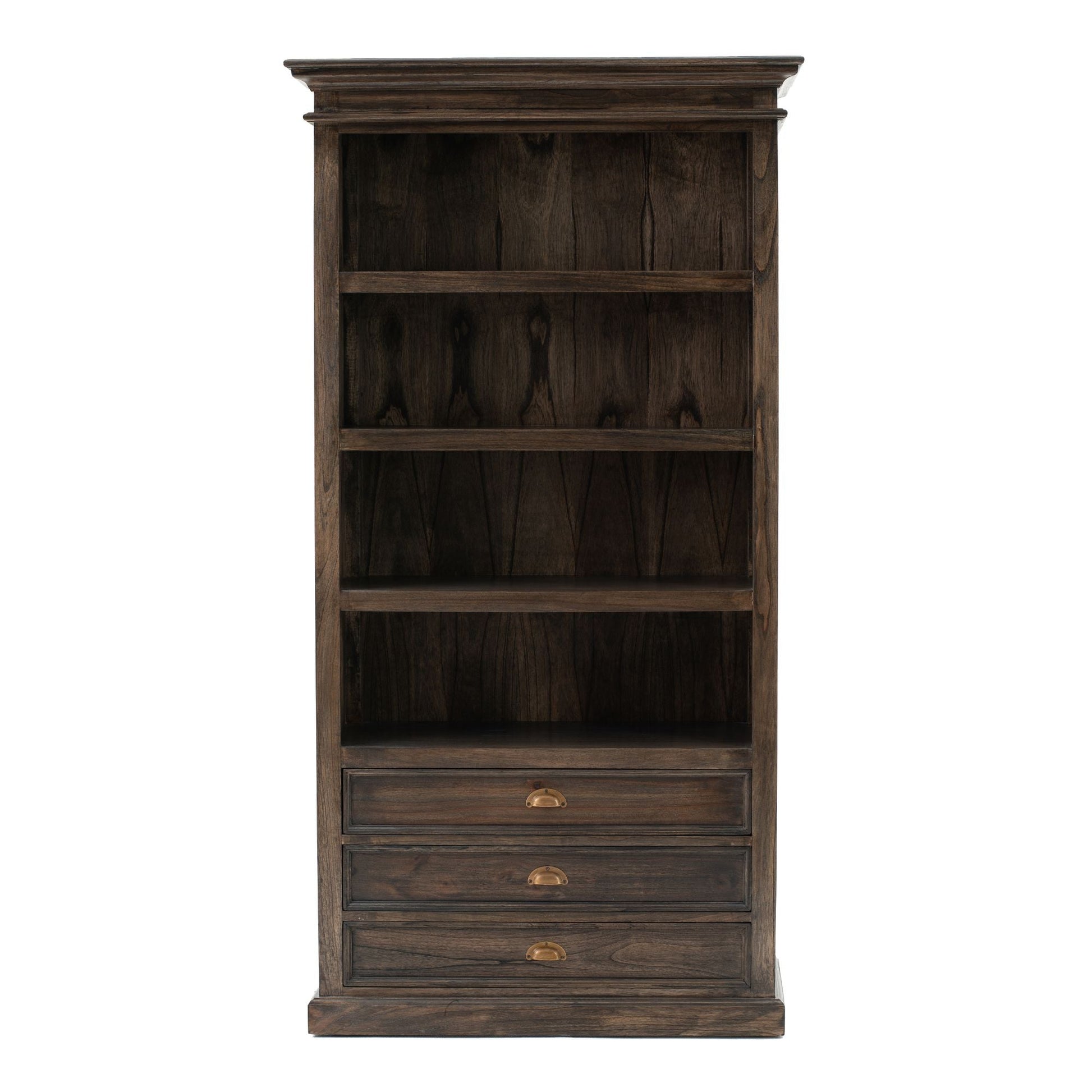 NovaSolo Halifax Mindi 39" Black Mindi Wood Book Cabinet With 3 Large Drawers