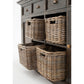 NovaSolo Halifax Mindi 63" Black Mindi Wood Buffet With 4 Drawers & 4 Rattan Baskets