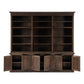 NovaSolo Halifax Mindi 94" Black Mindi Wood Triple-Bay Hutch Cabinet With 6 Doors & 15 Shelves