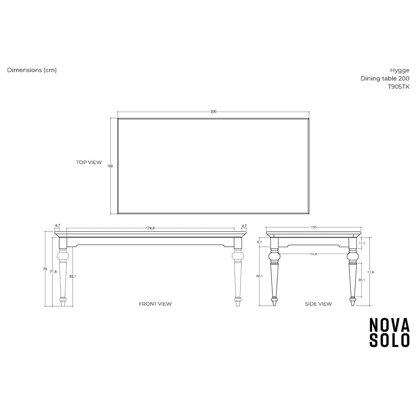 NovaSolo Hygge 79" x 39" Gray Brown Teak Dining Table