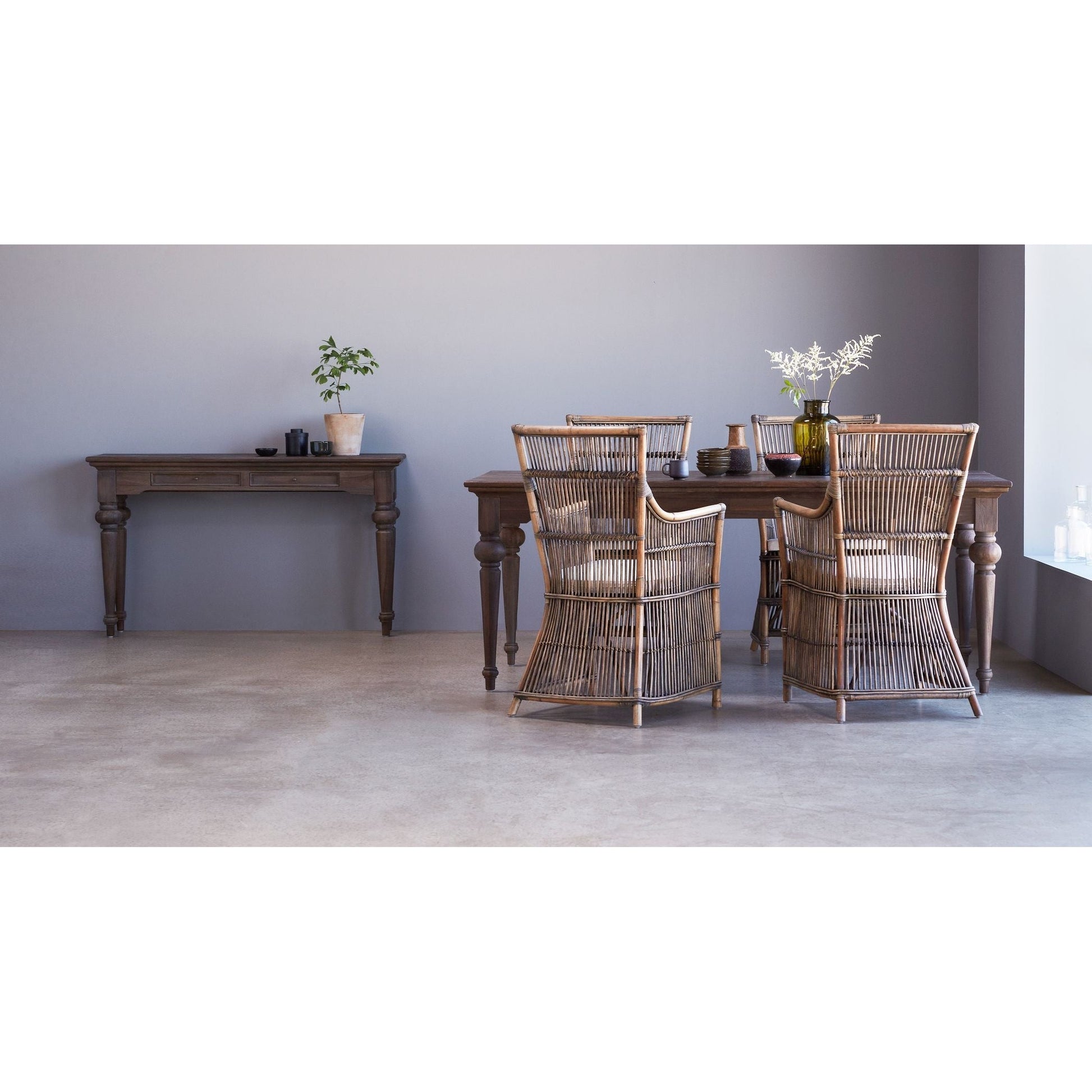 NovaSolo Hygge 87" x 39" Gray Brown Teak Dining Table