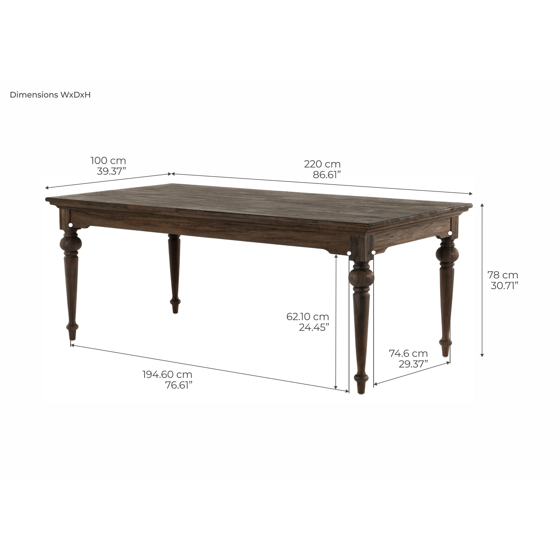 NovaSolo Hygge 87" x 39" Gray Brown Teak Dining Table