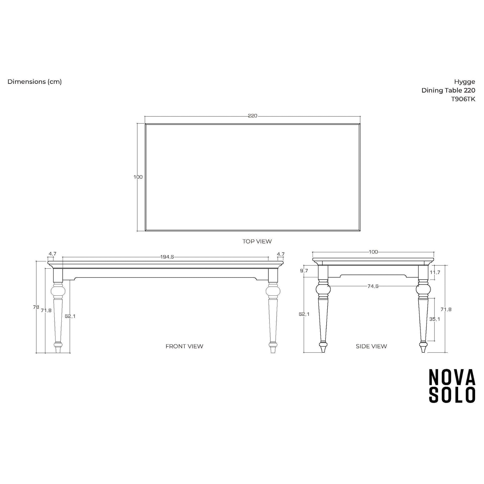 NovaSolo Hygge 87" x 39" Gray Brown Teak Dining Table