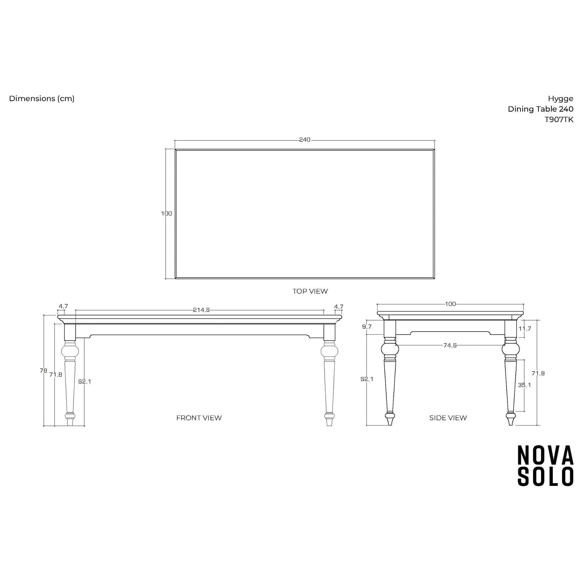 NovaSolo Hygge 94" x 39" Gray Brown Teak Dining Table